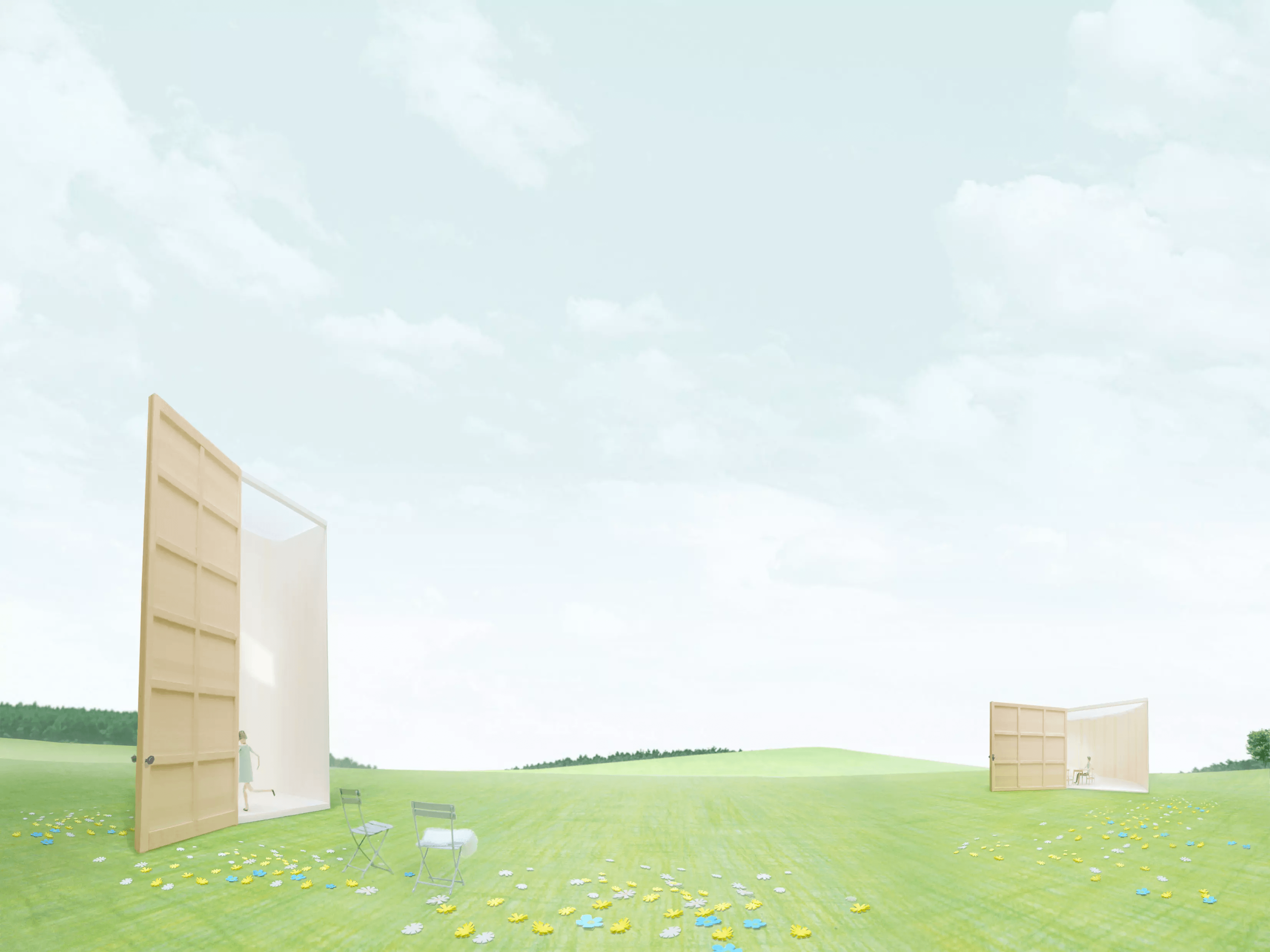 「草原の大きな扉」スケッチ画