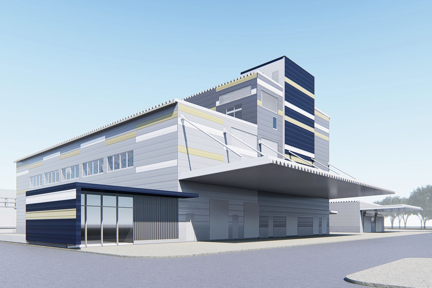 Architect’s rendering of the factory building of the NPAC Okayama Plant