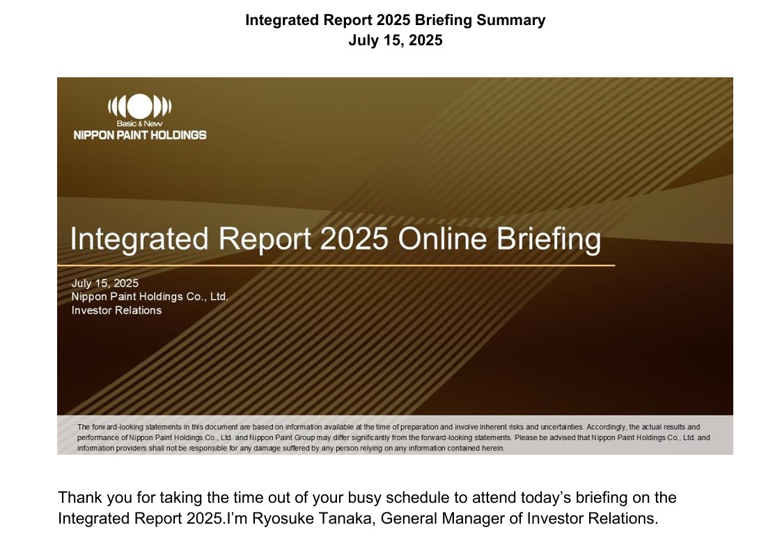 Integrated Report 2025 Briefing Summary