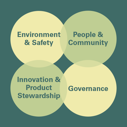 Environment & Safety. Innovation & Product Stewardship. People & Community