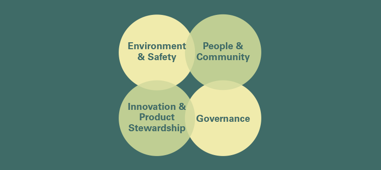 Environment & Safety. Innovation & Product Stewardship. People & Community