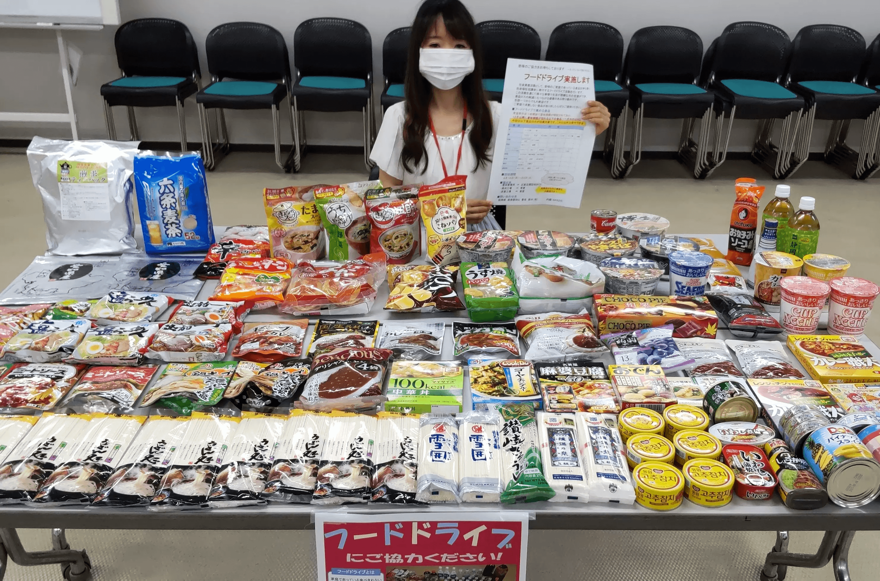 社員から募った寄付用の食糧